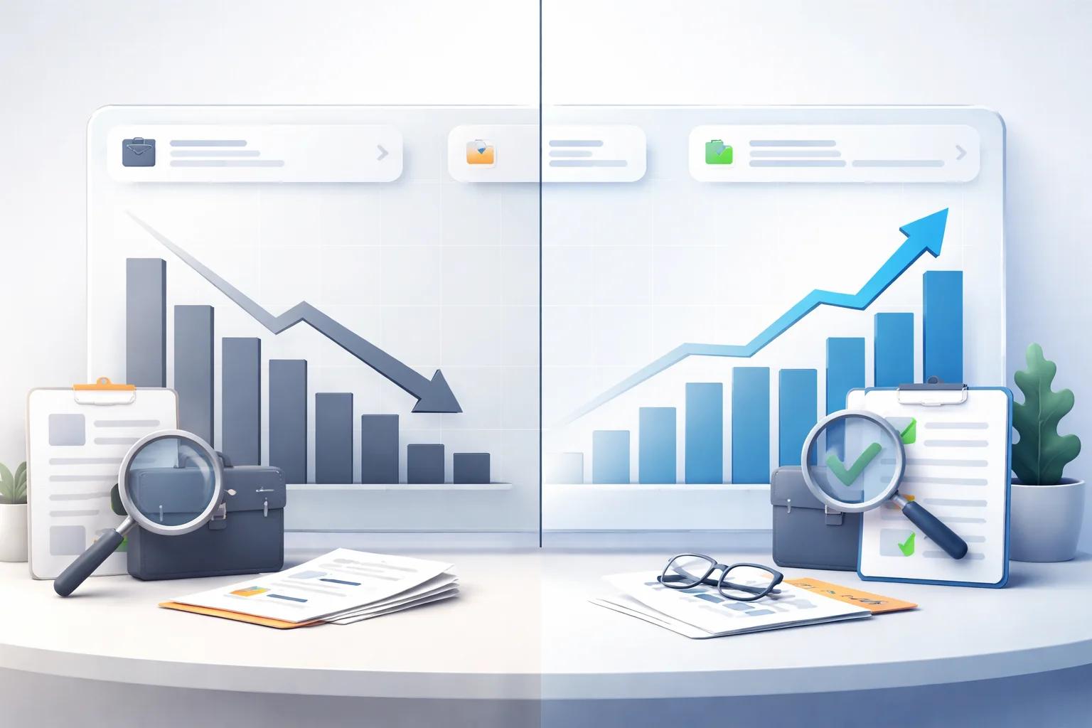 Two-speed tech market visualization with contracting and growing trends