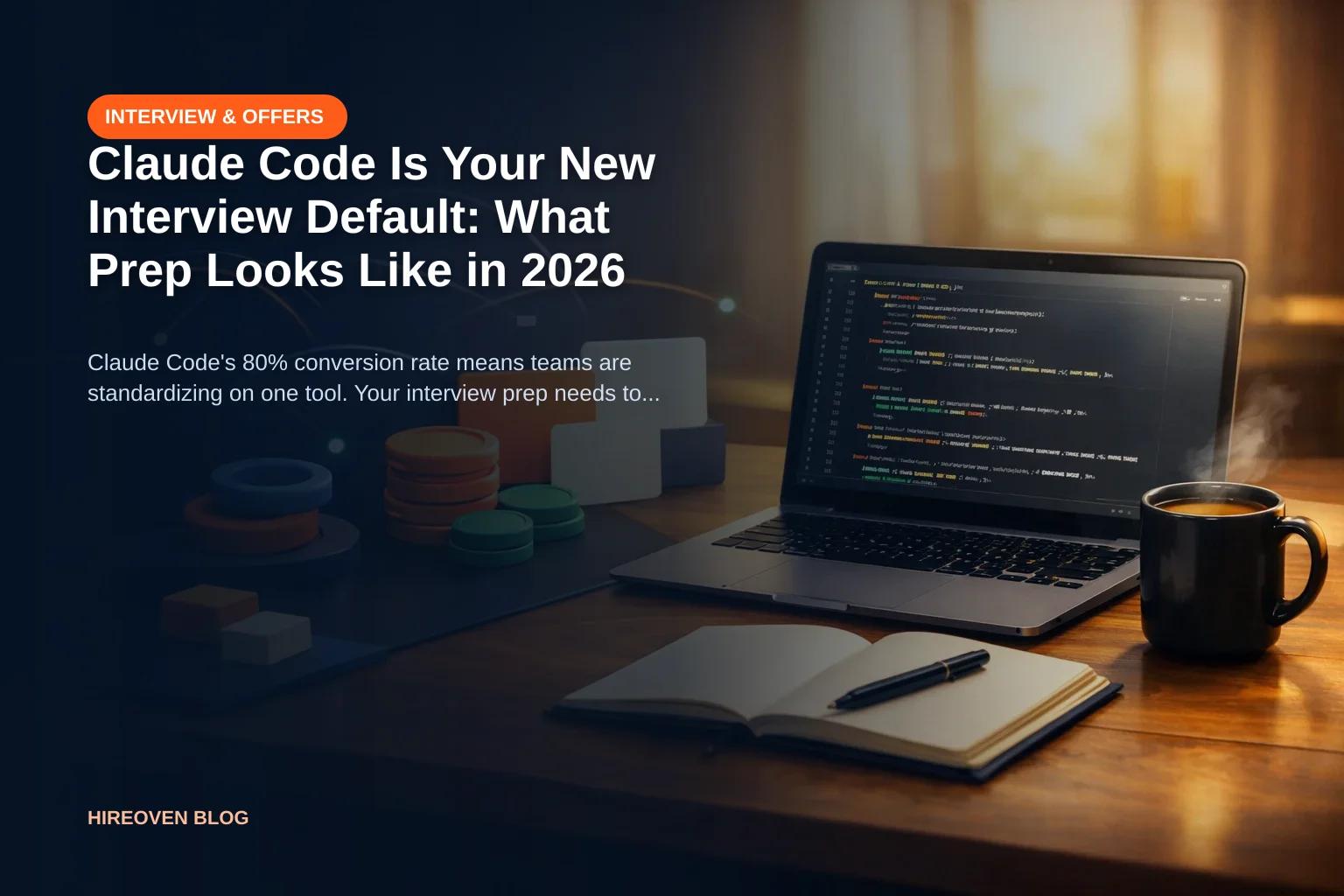Terminal-based development workspace with laptop, coffee, and notebook on desk