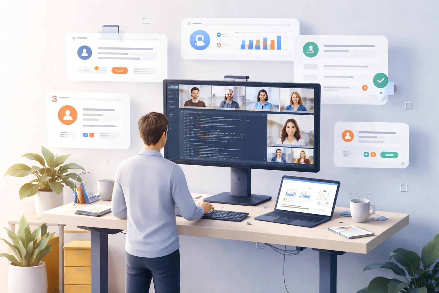Developer on a live technical interview video call showing real-time code collaboration