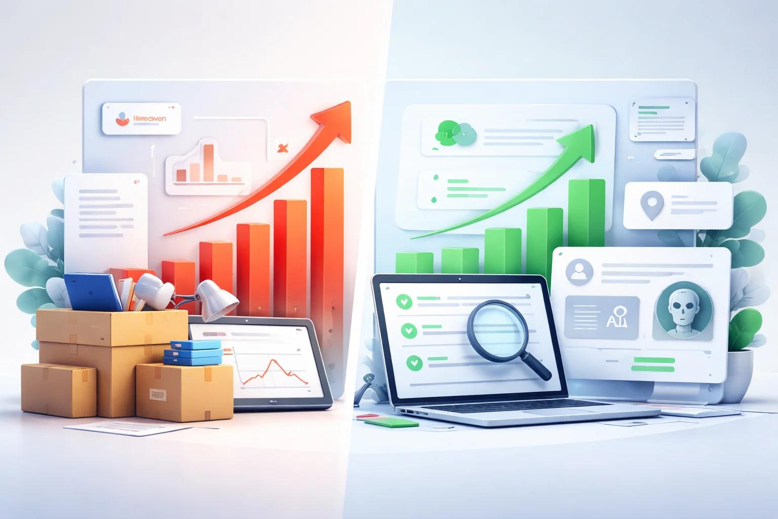 Contrasting charts showing tech layoff acceleration and rising demand for specialized remote roles in 2026